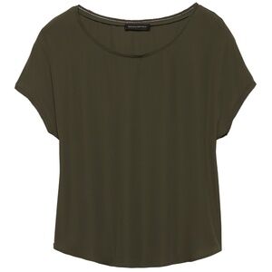 BANANA REPUBLIC SOLID PICOT-TRIM TOP MUIR GREEN S